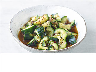 Smashed cucumber with ginger & chilli oil