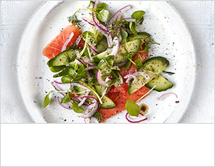 Quick pickled cucumber, dill & smoked salmon salad