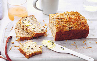 Banana bread with passion fruit butter
