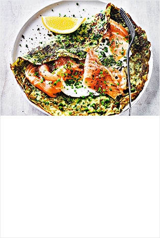 Martha's spinach & herb pancakes with smoked salmon