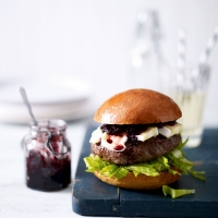 Aberdeen Angus burgers with beetroot relish & Camembert