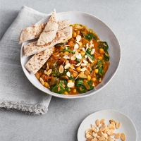 Easy chick pea, aubergine and spinach curry