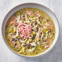 Ham hock, leek & Puy lentil soup