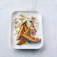 Hot spiced aubergines with fruity coleslaw