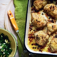 Lemon and oregano roast chicken with spinach