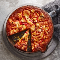 Roasted red pepper and goats’ cheese cornbread