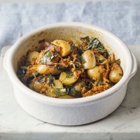 Spiced Jersey Royals with curry leaves