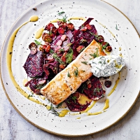 Salmon with beet remoulade