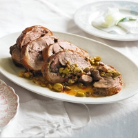 Slow roasted lamb with olives