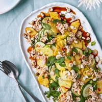 Thai-style pineapple, cucumber and crab salad