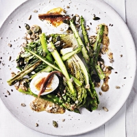 Warm egg, anchovy & asparagus salad