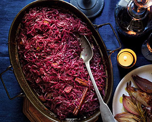 Port-braised spiced red cabbage