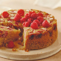 Raspberry & almond olive oil cake