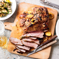 Butterflied lamb with charred courgettes