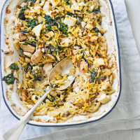 Baked chicken with feta & orzo