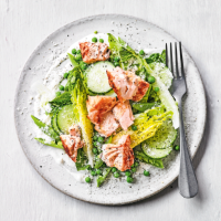 Caesar salad with grilled salmon