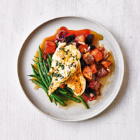 Chicken with roasted beetroot & sweet potatoes