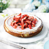 Fresh strawberry and vanilla New York style cheesecake