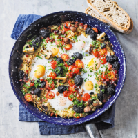 Martha's full English with baked eggs
