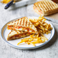 Griddled tomato & mozzarella panini with chilli fries