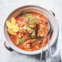 Halibut, prawn & caramelised fennel fish stew