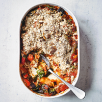 Mixed vegetable & crunchy almond crumble
