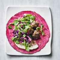 Moroccan-inspired meatball wraps
