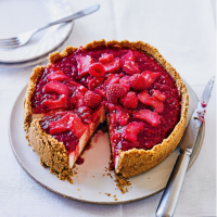 Martha Collison's baked vanilla cheesecake with raspberry & rhubarb 