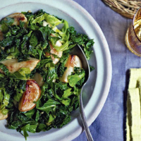 Pan-roasted turnips with leafy greens