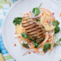 Pork fillet with apple and chilli slaw