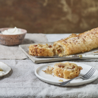 Pear, date and ginger strudel