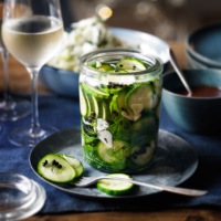Homemade pickled dill cucumbers