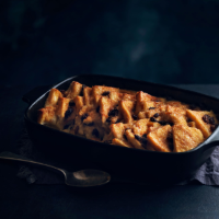Rum and raisin bread and butter pudding