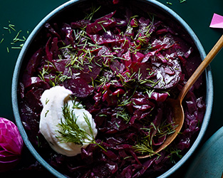 Braised red cabbage and beetroot