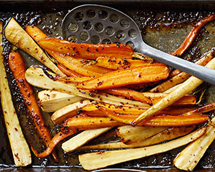 Honey-roast parsnips & carrots